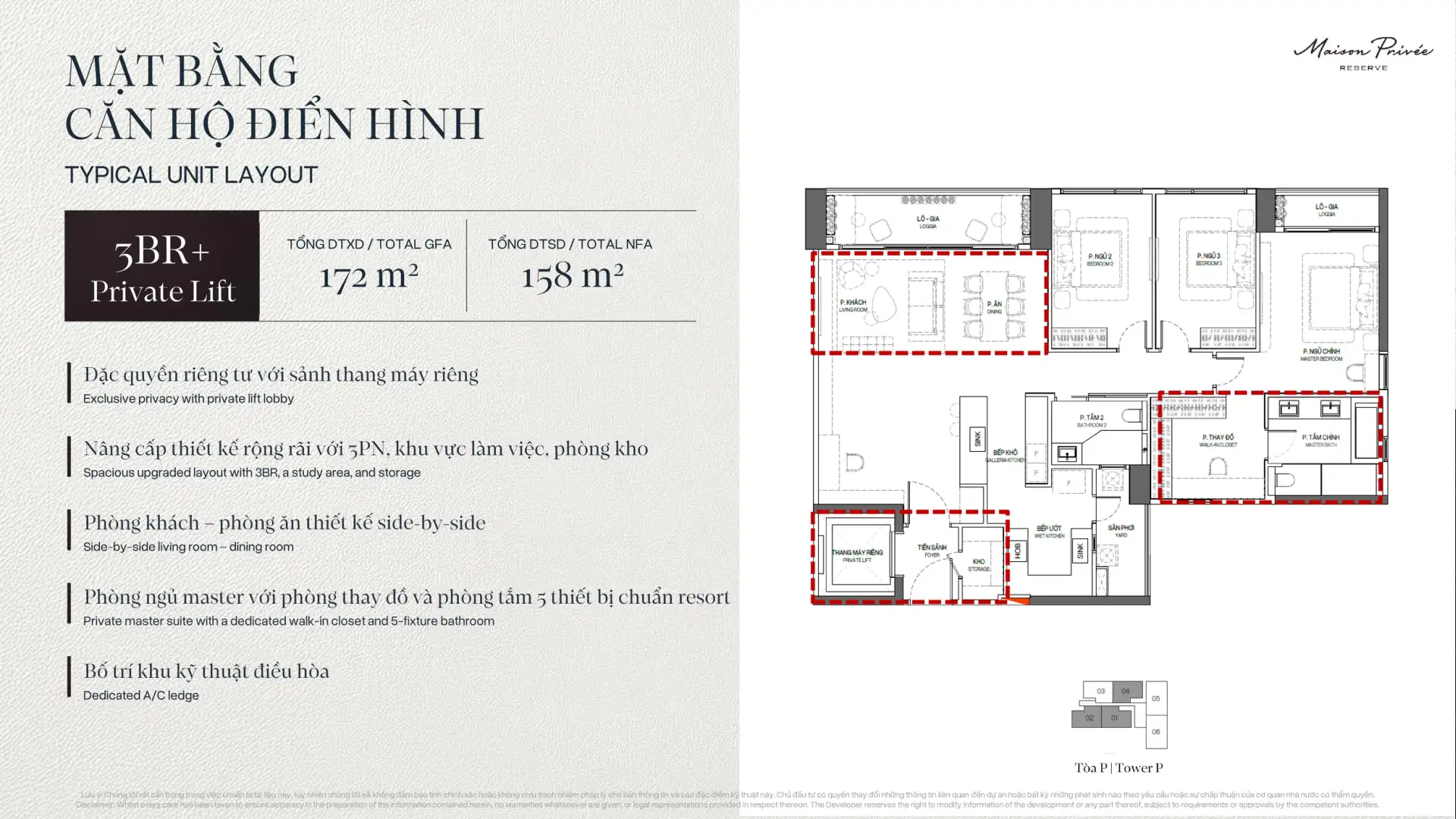 Layout Căn hộ 3PN+ Tòa P