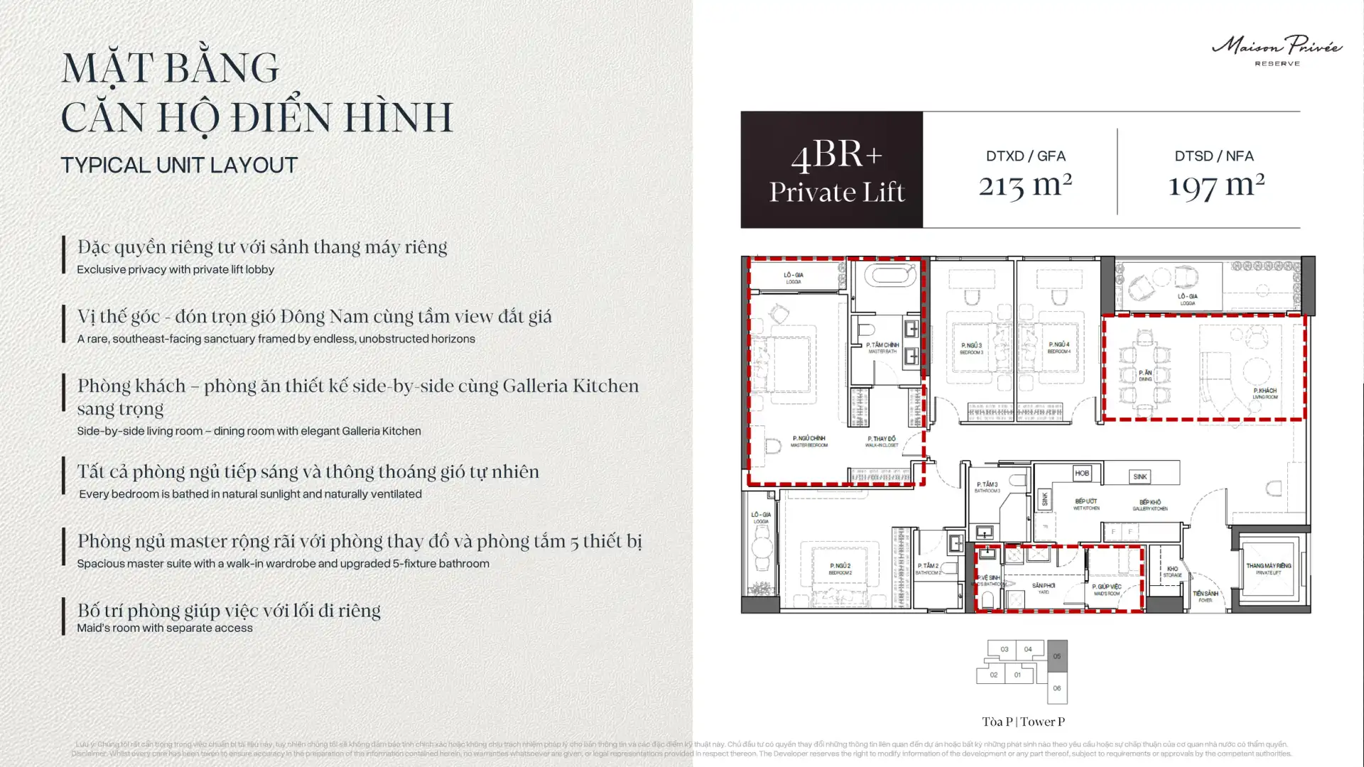 Layout Căn hộ 4PN+ Tòa P