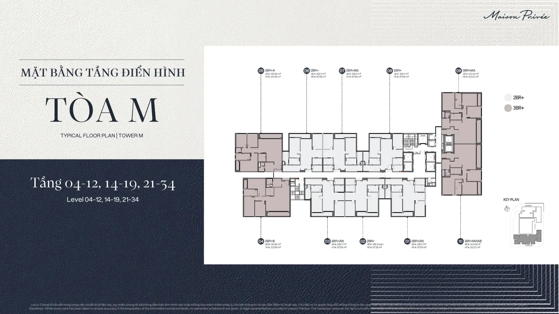 Mặt bằng tầng điển hình Tòa M Maison Privée - Tầng 3-12, 14-19 và 21-34