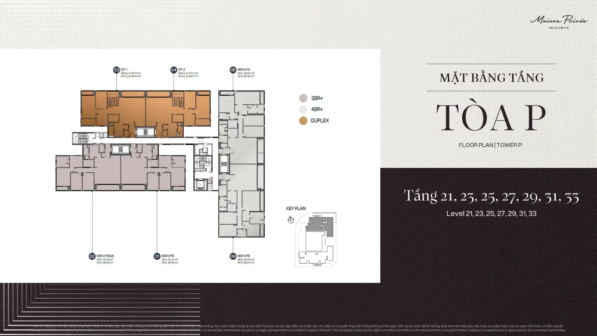 Mặt bằng tầng điển hình Tòa P Maison Privée tầng 21-23-25-27-29-31-33
